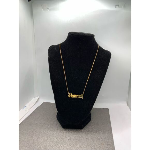 Hannah Name Pendant 18 K Sterling Silver Vermeil Chain Estate Jewelry - Picture 2 of 6